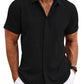 Men's Relaxed Fit Solid Linen Short Sleeve Shirt