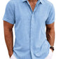Men's Relaxed Fit Solid Linen Short Sleeve Shirt