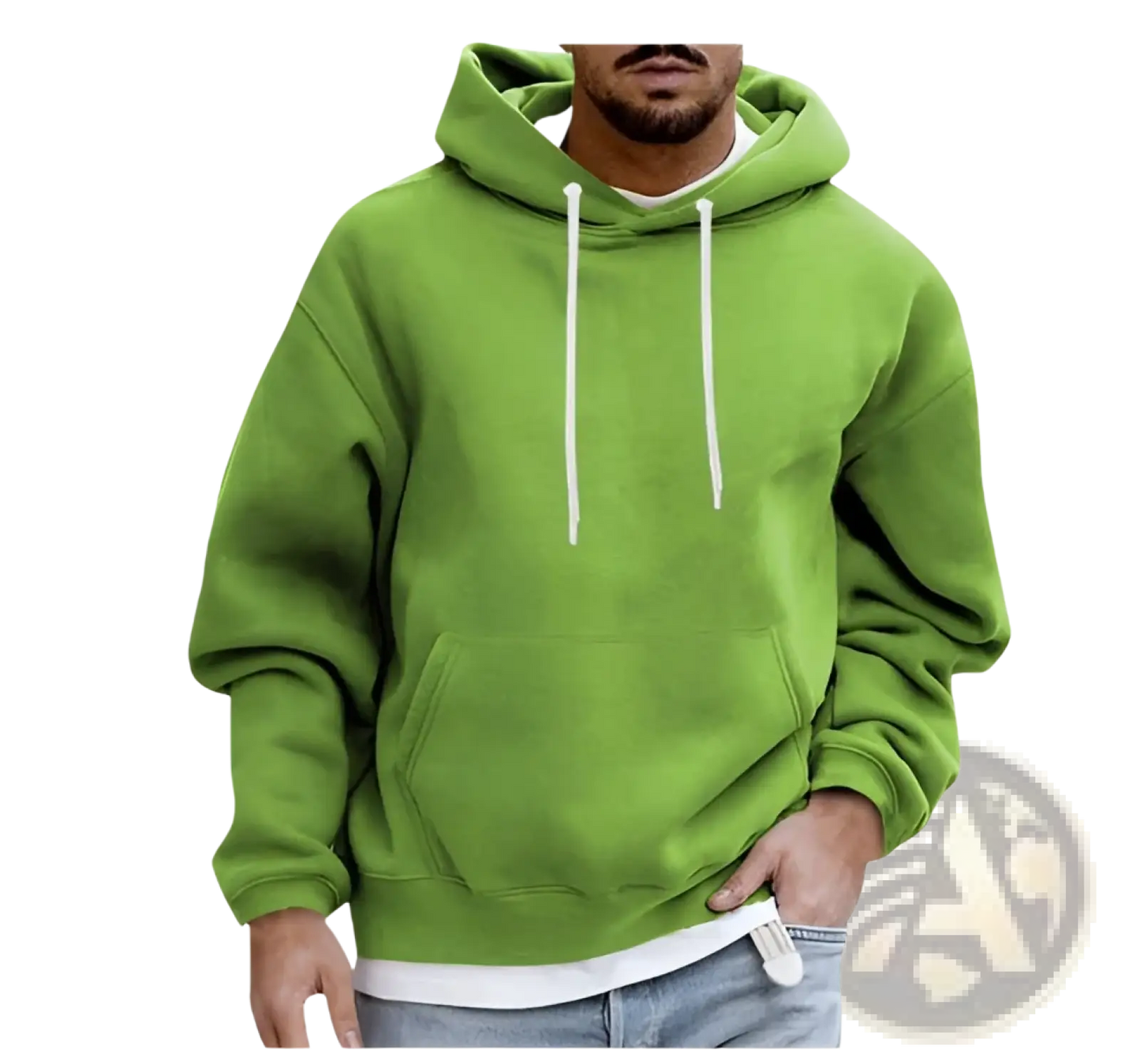 Men's Solid Drop Shoulder Pullover Hoodie
