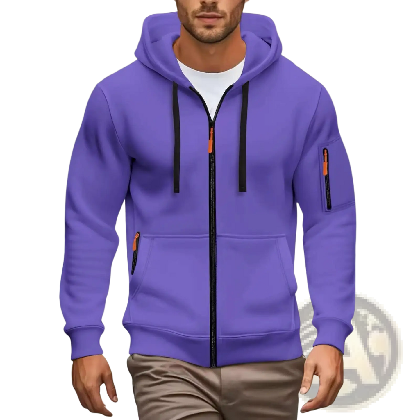 Men's Sport Casual Fleece Lined Zipper Hoodie Jacket
