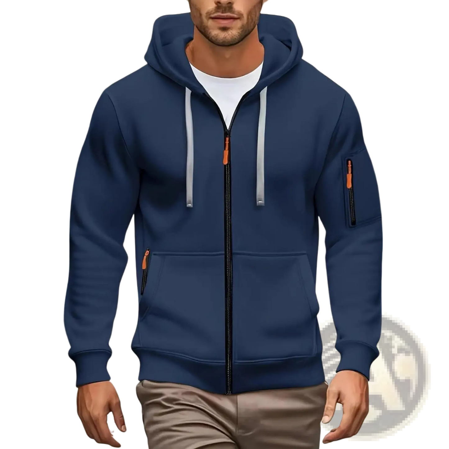 Men's Sport Casual Fleece Lined Zipper Hoodie Jacket
