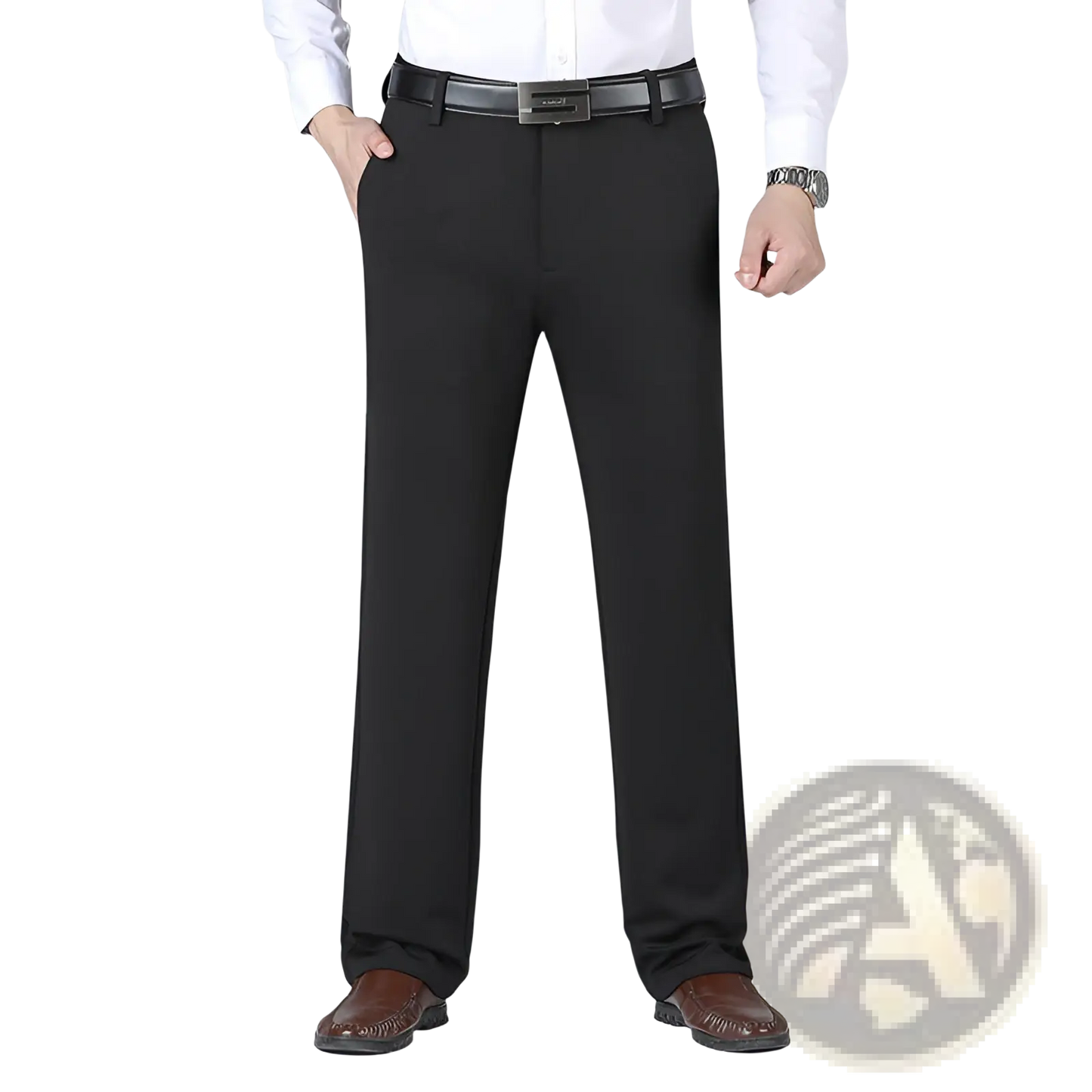 Men's Straight Leg Non-iron Stretch Formal Trousers with Belt