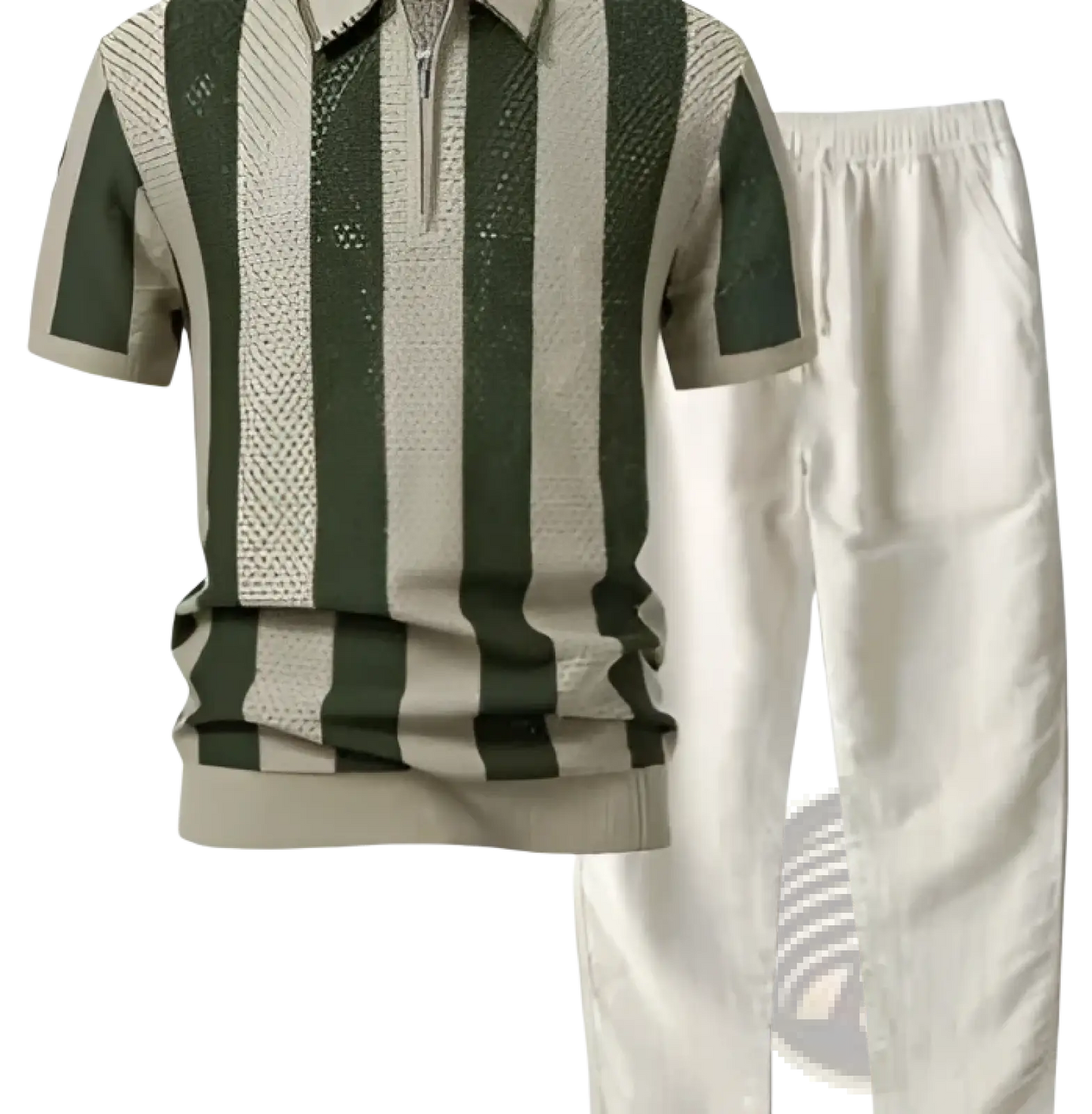 Men’s Striped Breathable Knit Summer Polo Shirt