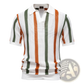 Men’s Striped Breathable Knit Summer Polo Shirt