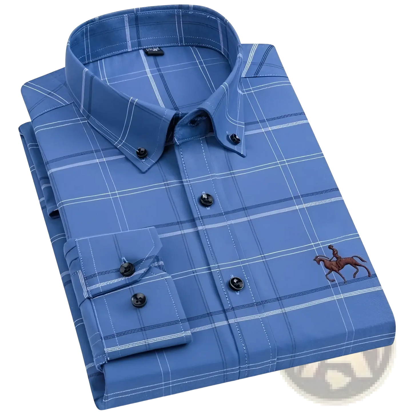 Men's Striped Cotton Embroidered Button Down Shirt