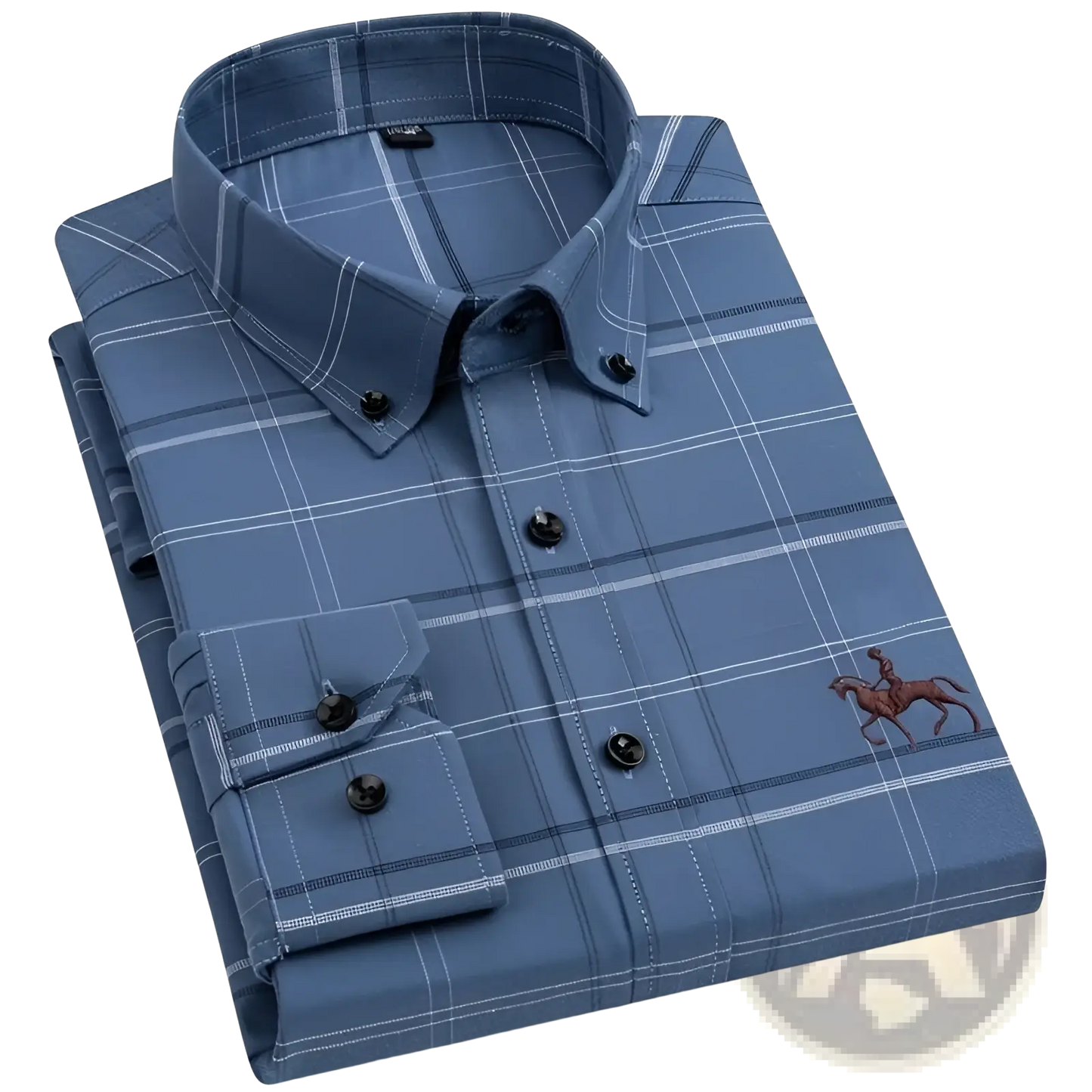 Men's Striped Cotton Embroidered Button Down Shirt
