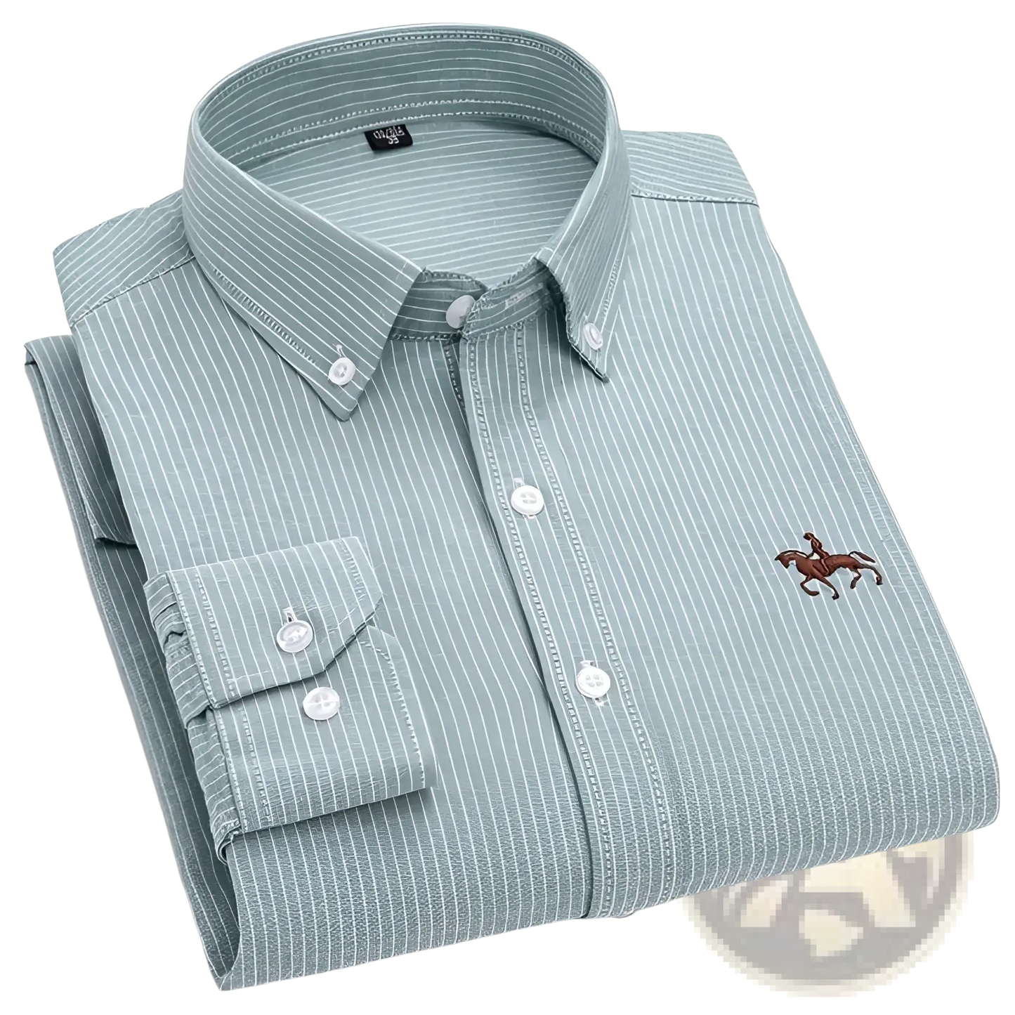 Men's Striped Cotton Embroidered Button Down Shirt
