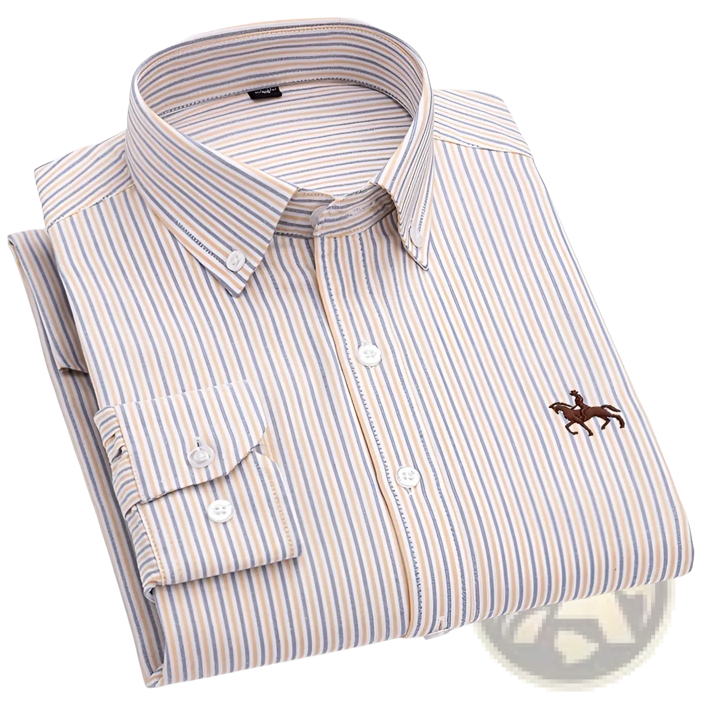 Men's Striped Cotton Embroidered Button Down Shirt