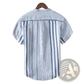 Men's Striped Linen Mandarin Collar Short Sleeve Shirt