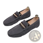 Men's Suede Loafers with Metal Buckle and Rubber Sole