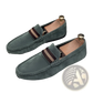 Men's Suede Loafers with Metal Buckle and Rubber Sole