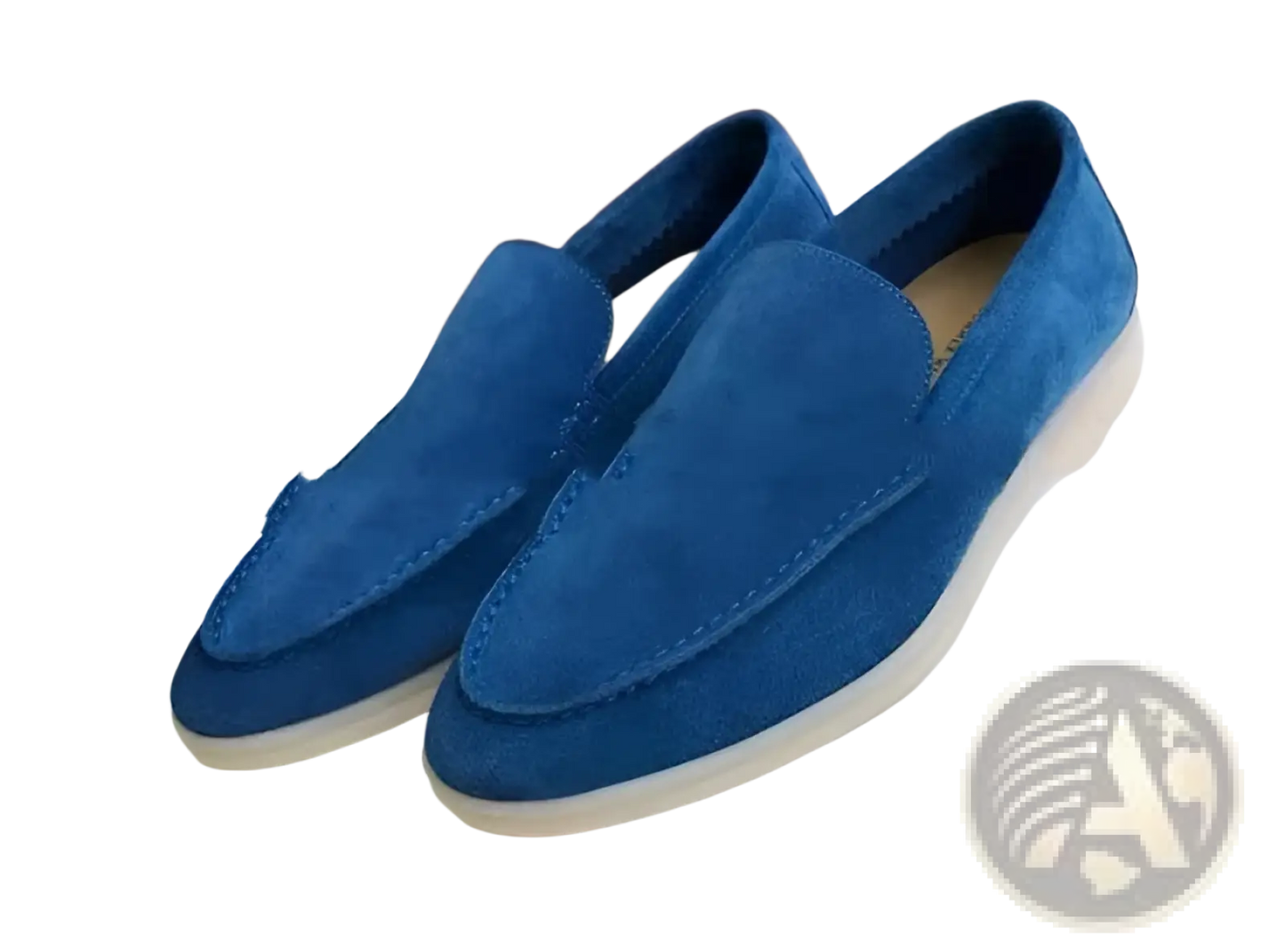 Men's Suede Loafers with White Rubber Sole Casual Shoes