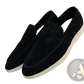 Men's Suede Loafers with White Rubber Sole Casual Shoes