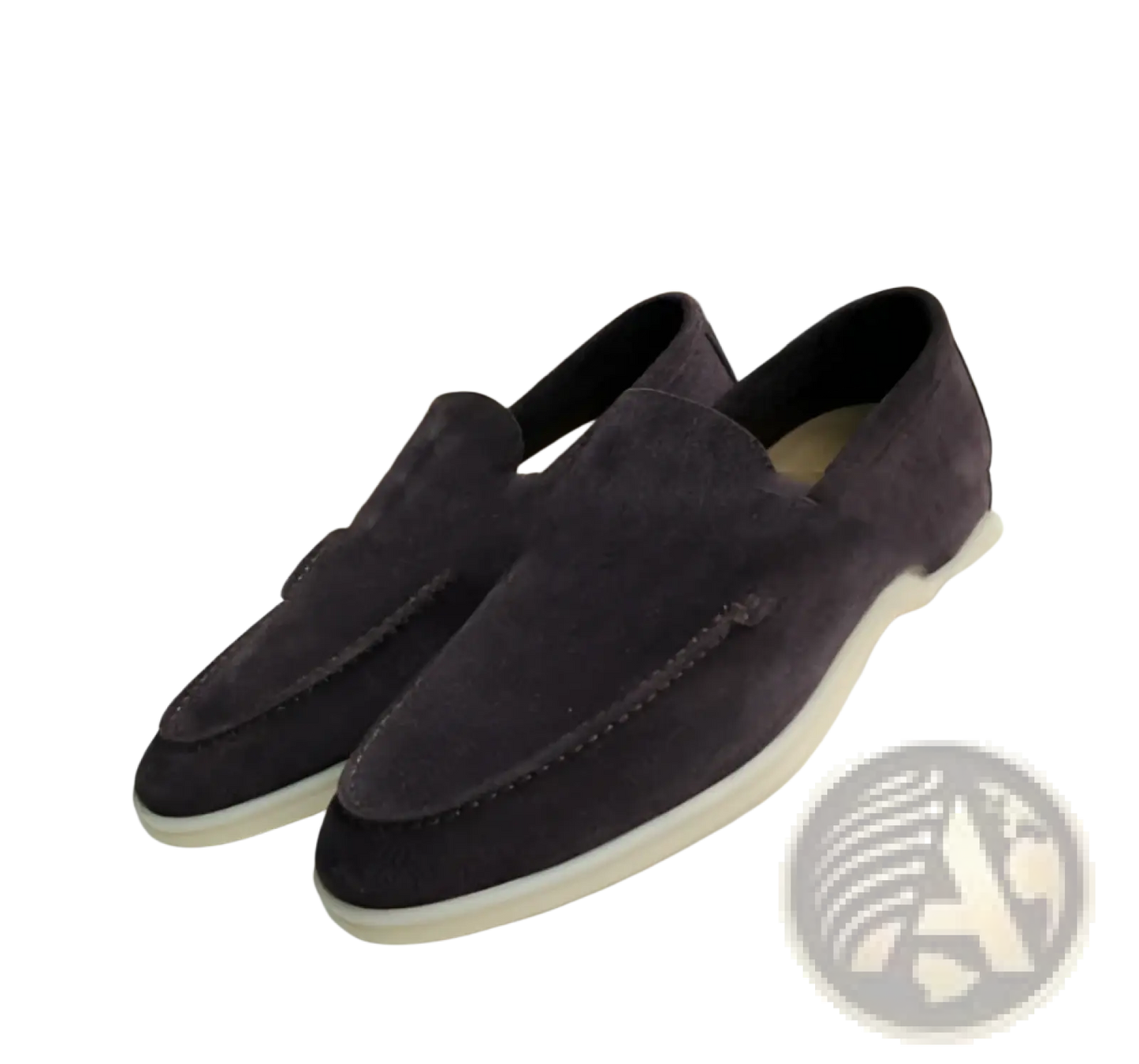 Men's Suede Loafers with White Rubber Sole Casual Shoes