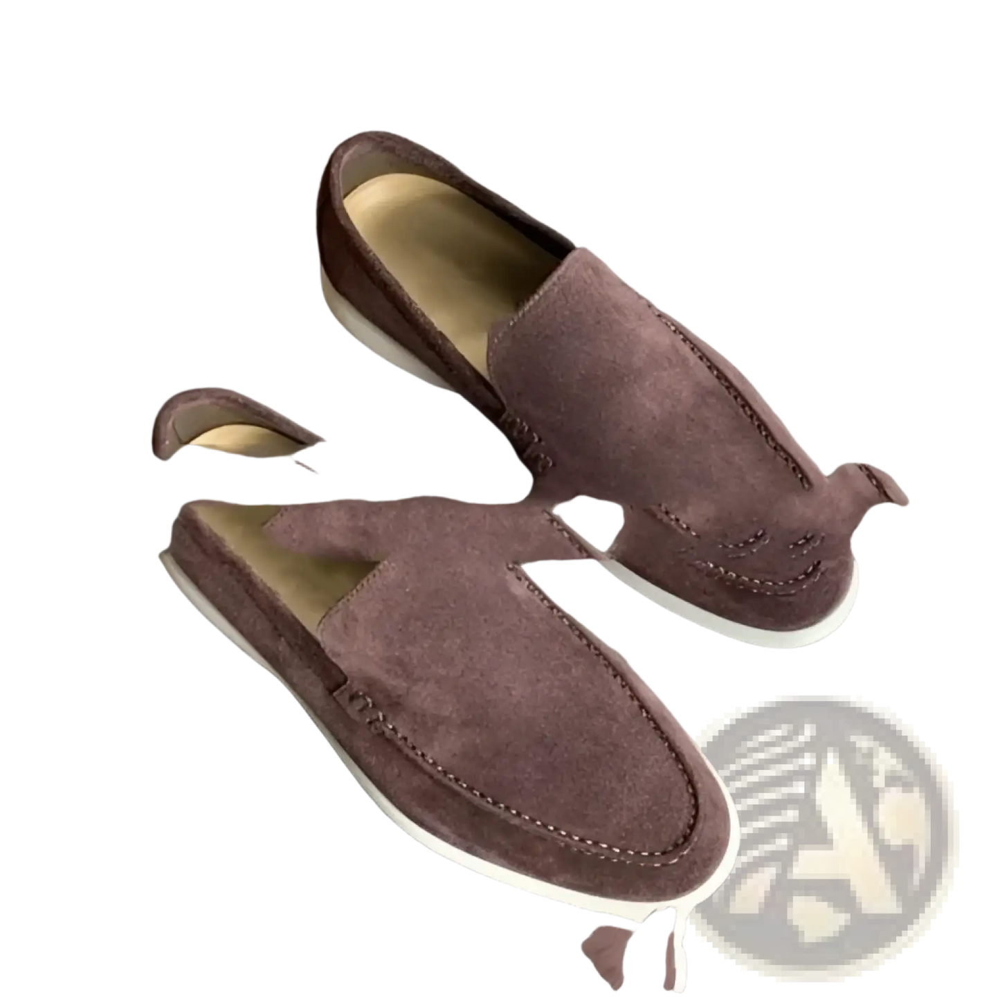 Men's Suede Loafers with White Rubber Sole Casual Shoes