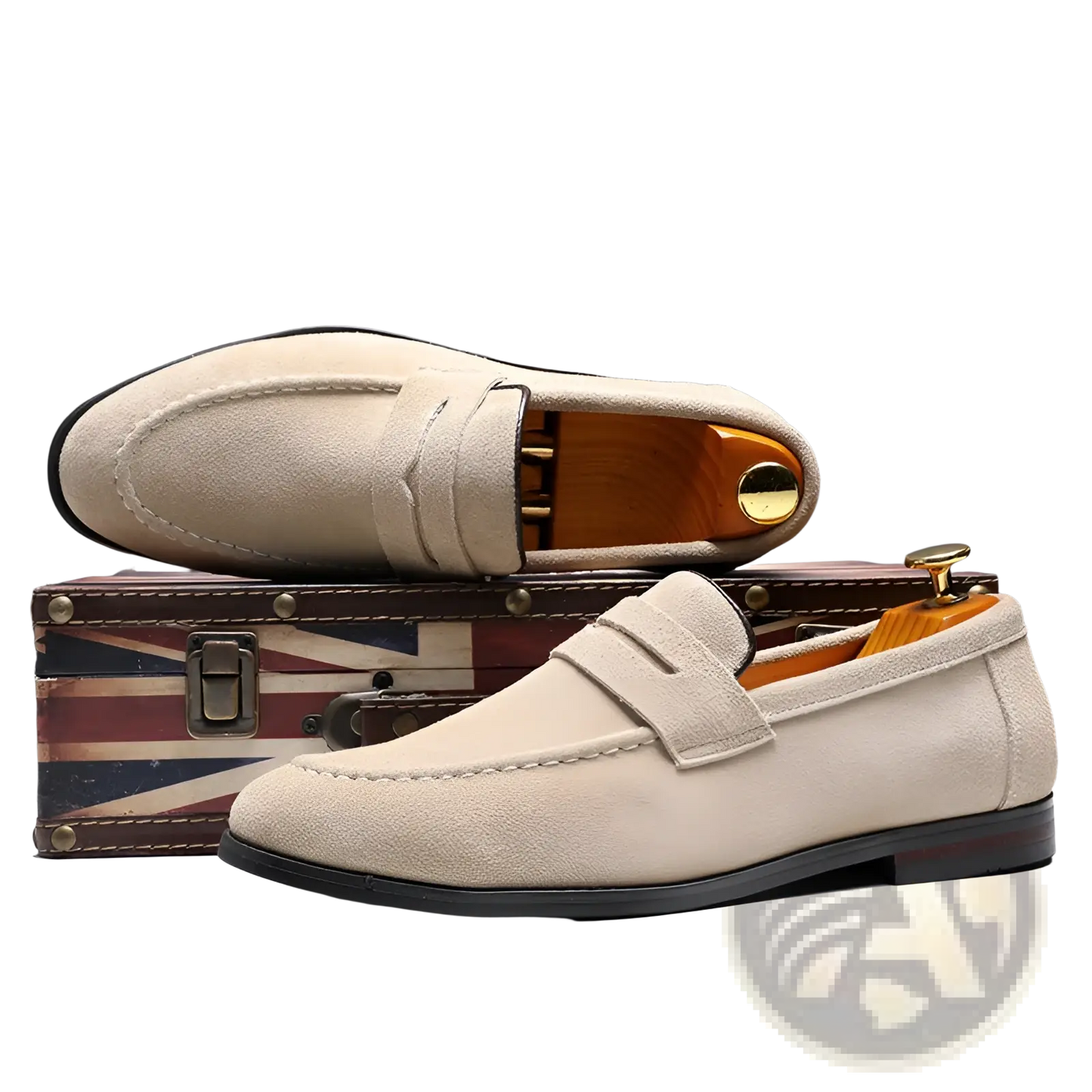 Men's Suede Penny Loafers Casual Leather Slip on Shoes