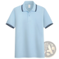 Men's Summer Striped Trim Stand Collar Polo Shirt