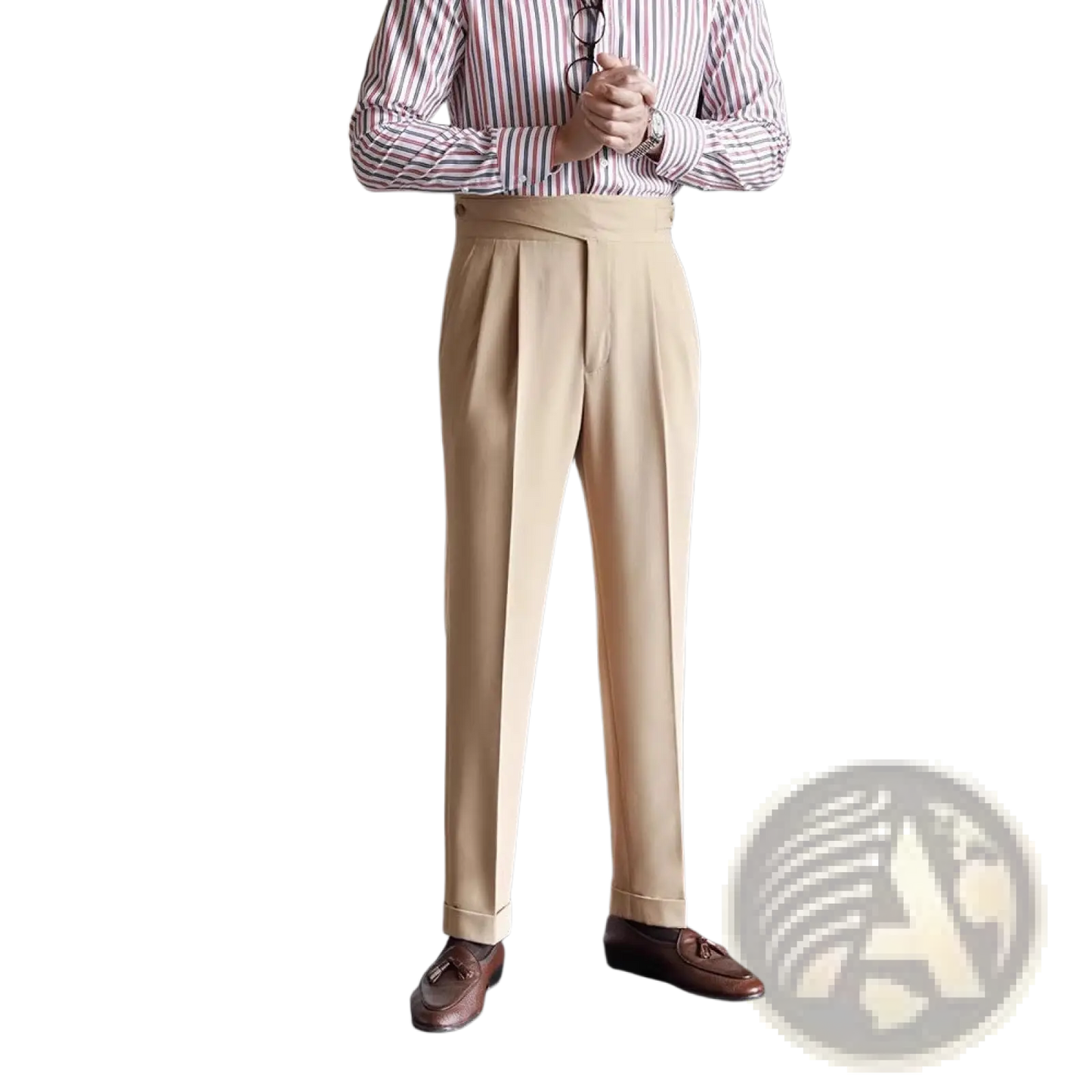Men's Tailored Pleated Wool Straight Leg Trousers