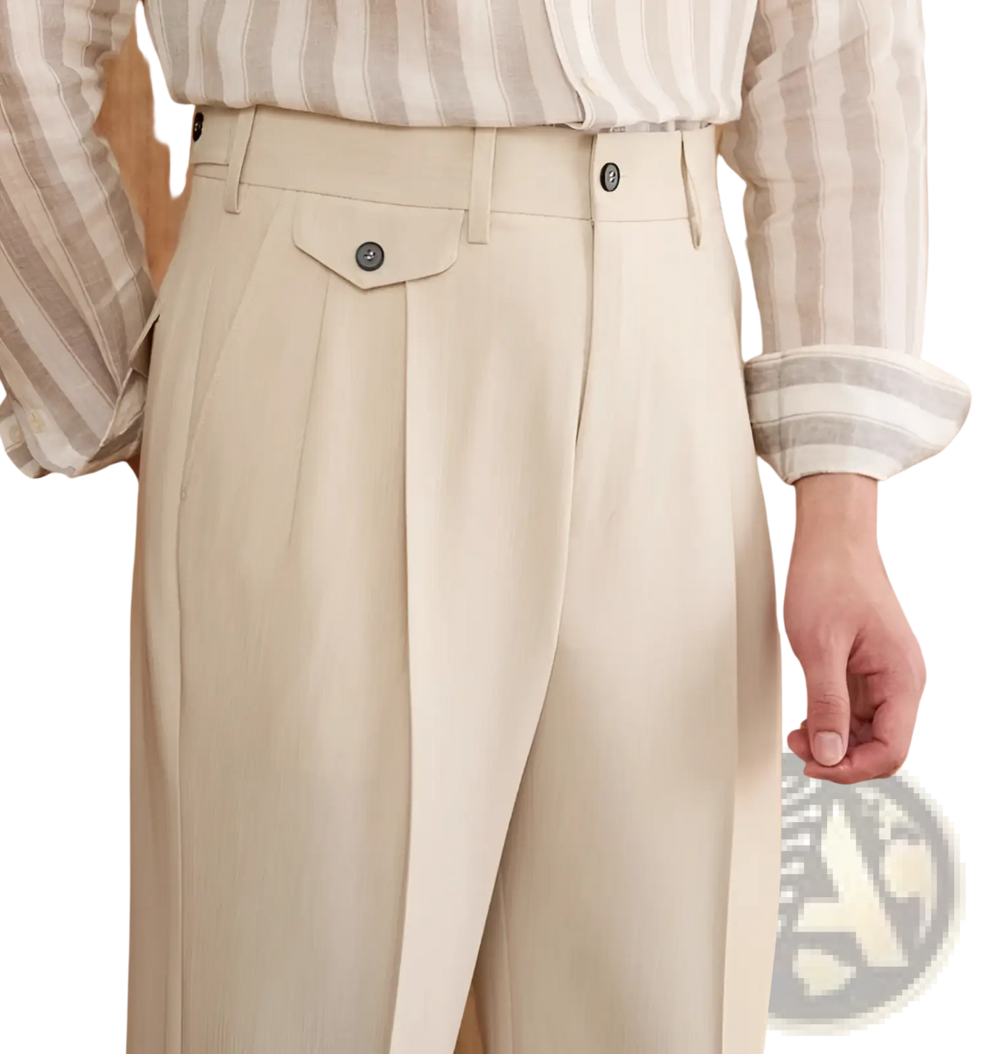 Men's Tailored Straight Leg Pleated Trousers