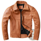 Men's Tan Cowhide Leather Motorcycle Jacket