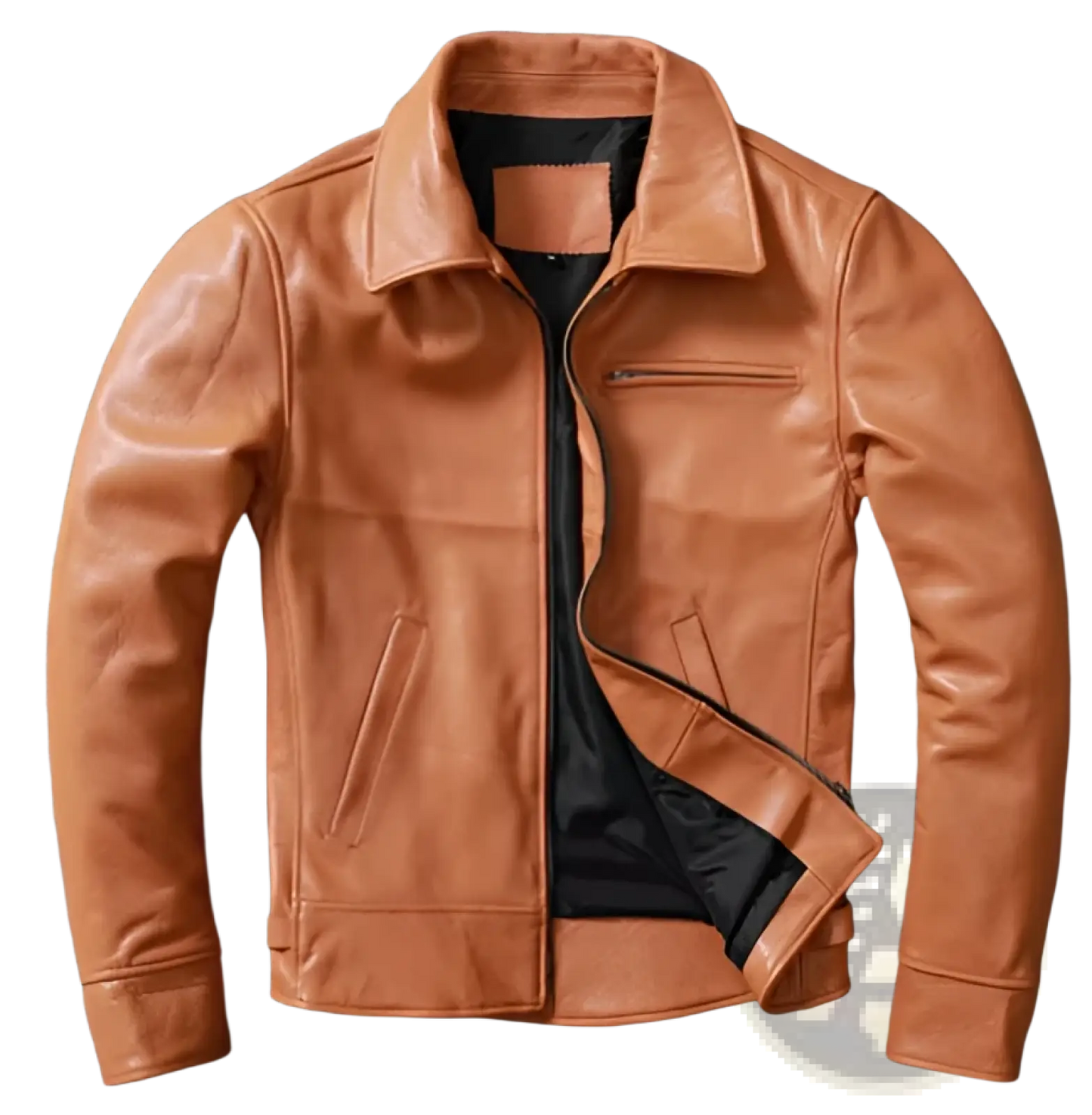Men's Tan Cowhide Leather Motorcycle Jacket