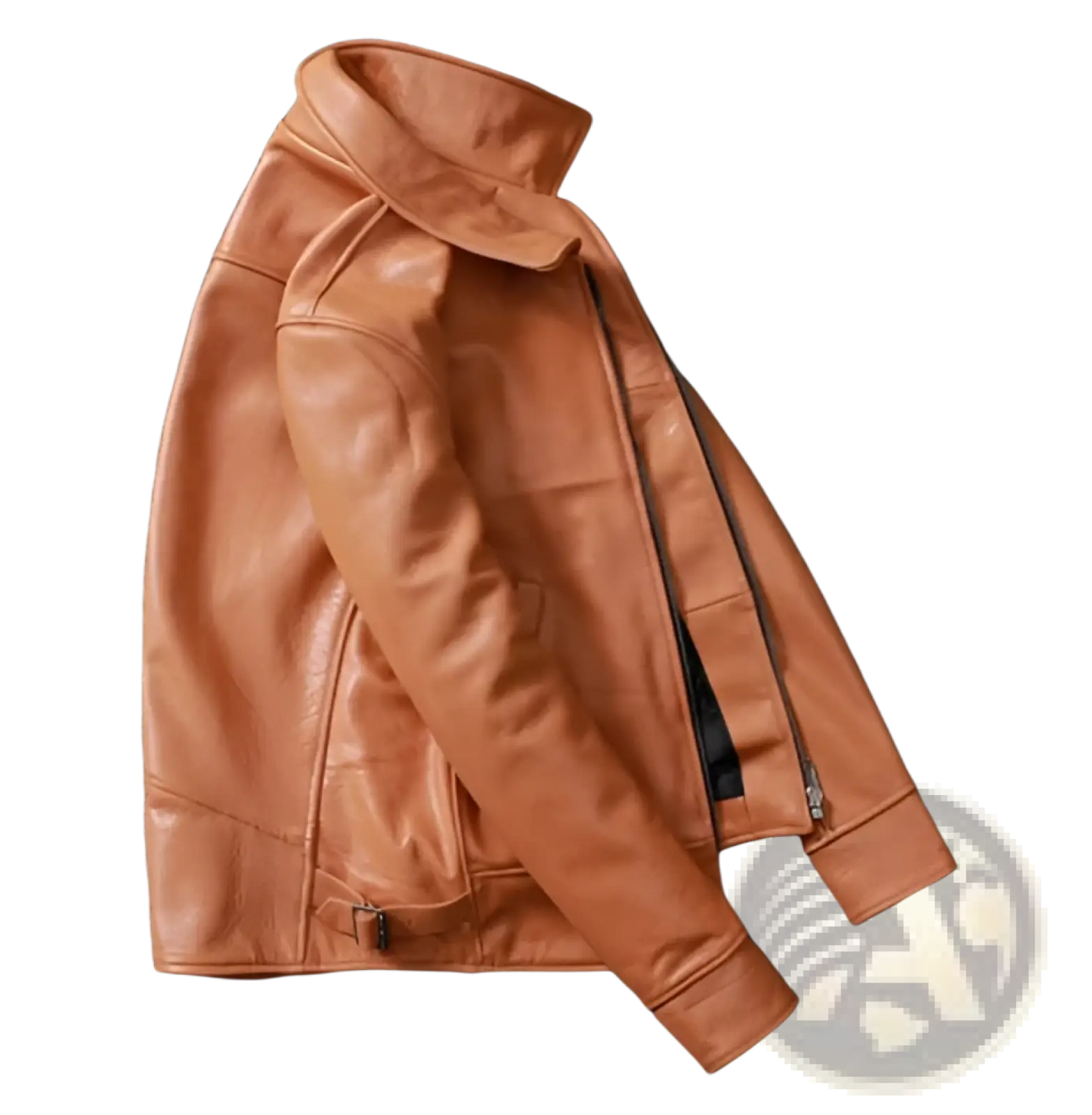 Men's Tan Cowhide Leather Motorcycle Jacket