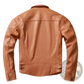 Men's Tan Cowhide Leather Motorcycle Jacket