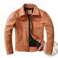 Men's Tan Cowhide Leather Motorcycle Jacket