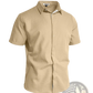 Men’s Textured Bamboo Linen Short Sleeve Button Down Shirt