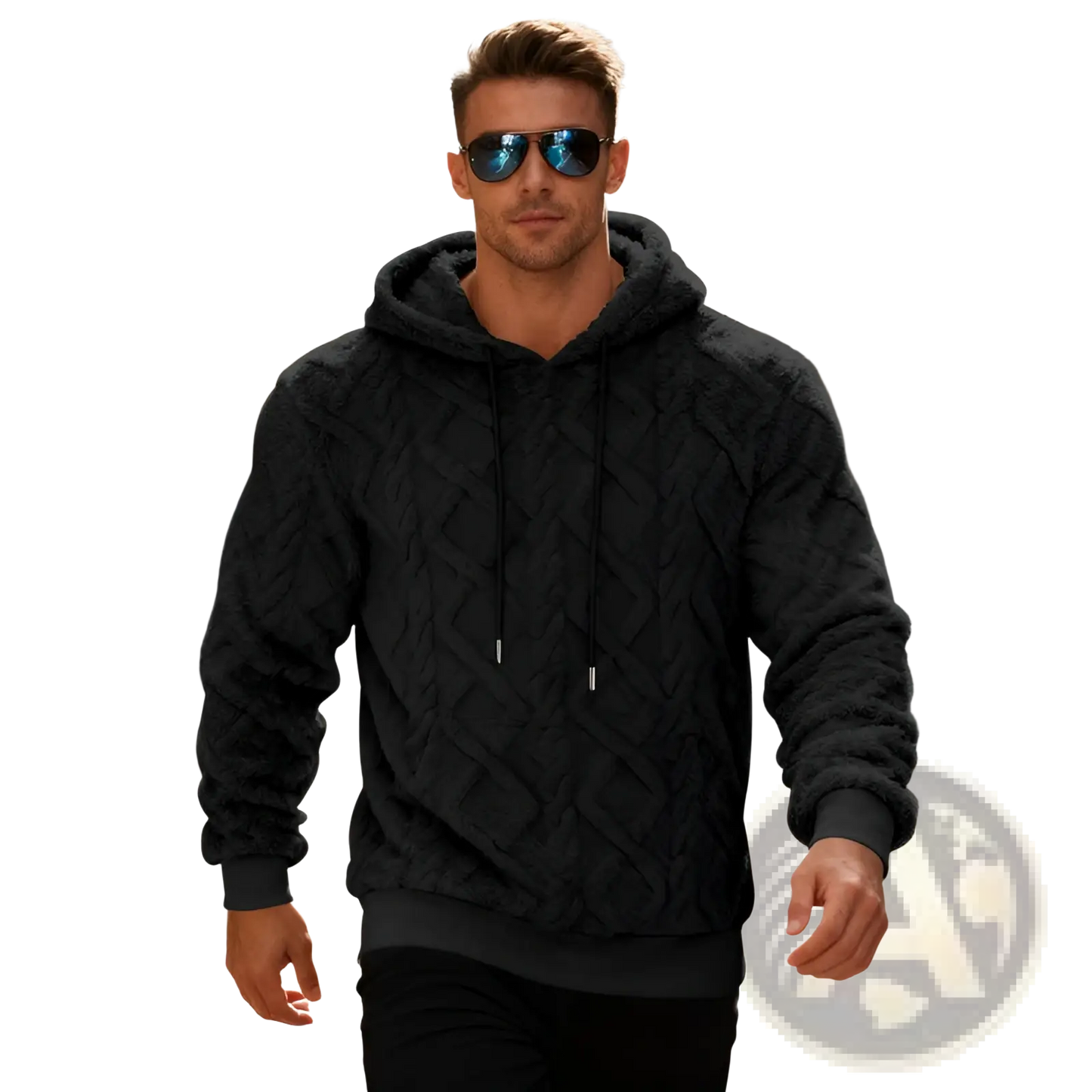 Men's Textured Fleece Lined Knit Hoodie