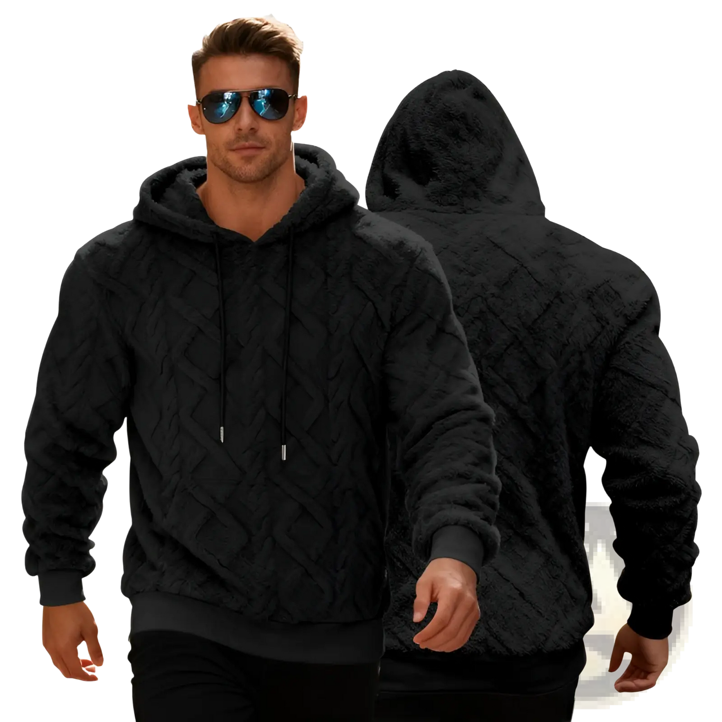 Men's Textured Fleece Lined Knit Hoodie