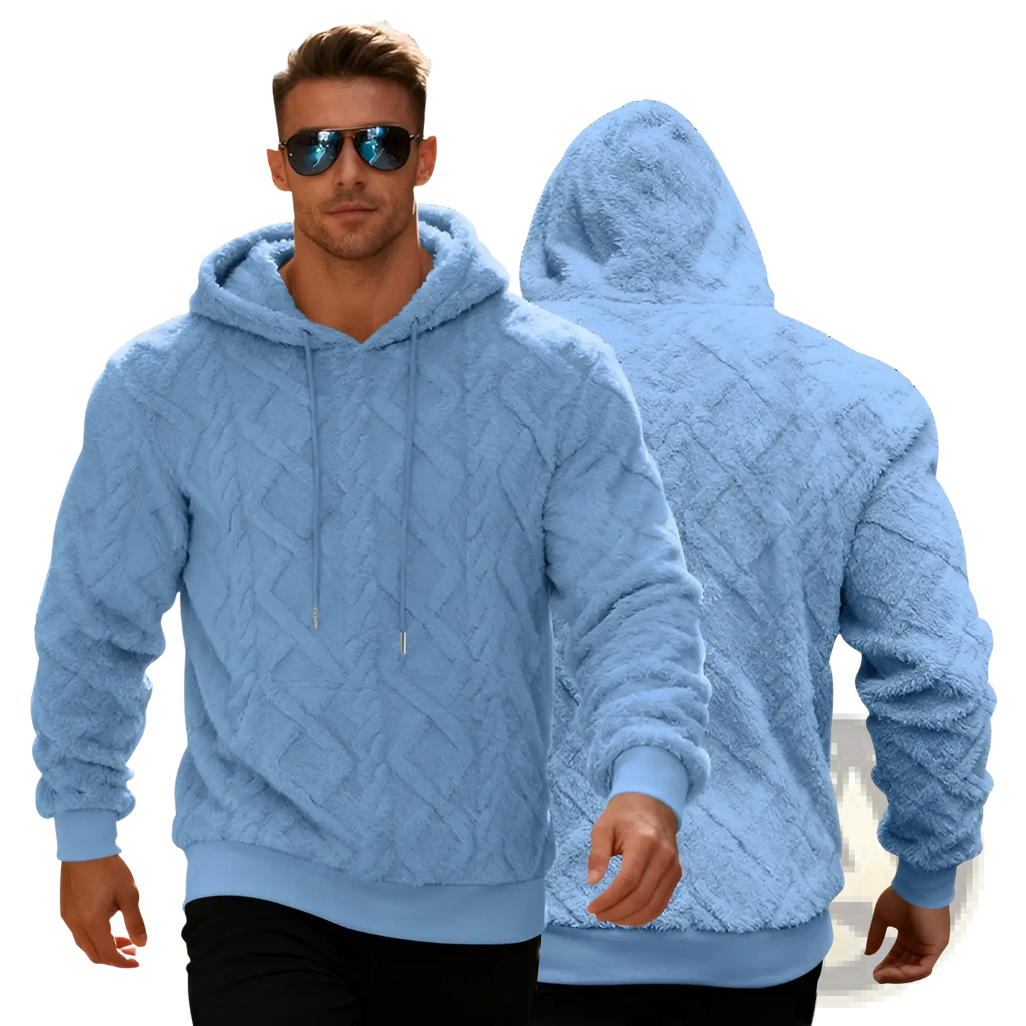 Men's Textured Fleece Lined Knit Hoodie