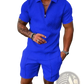 Men's Textured Polo and Shorts Coordinated Summer Set