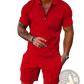 Men's Textured Polo and Shorts Coordinated Summer Set