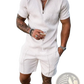 Men's Textured Polo and Shorts Coordinated Summer Set