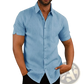 Men's Textured Short Sleeve Button Up Shirt with Pocket