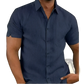 Men's Textured Short Sleeve Button Up Shirt with Pocket