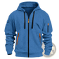 Men's Textured Sporty Zip Hoodie with Orange Accents