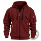 Men's Textured Sporty Zip Hoodie with Orange Accents