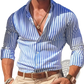 Men's Vertical Striped Loose Casual Long Sleeve Shirt