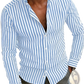 Men's Vertical Striped Loose Casual Long Sleeve Shirt