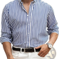 Men's Vertical Striped Loose Casual Long Sleeve Shirt