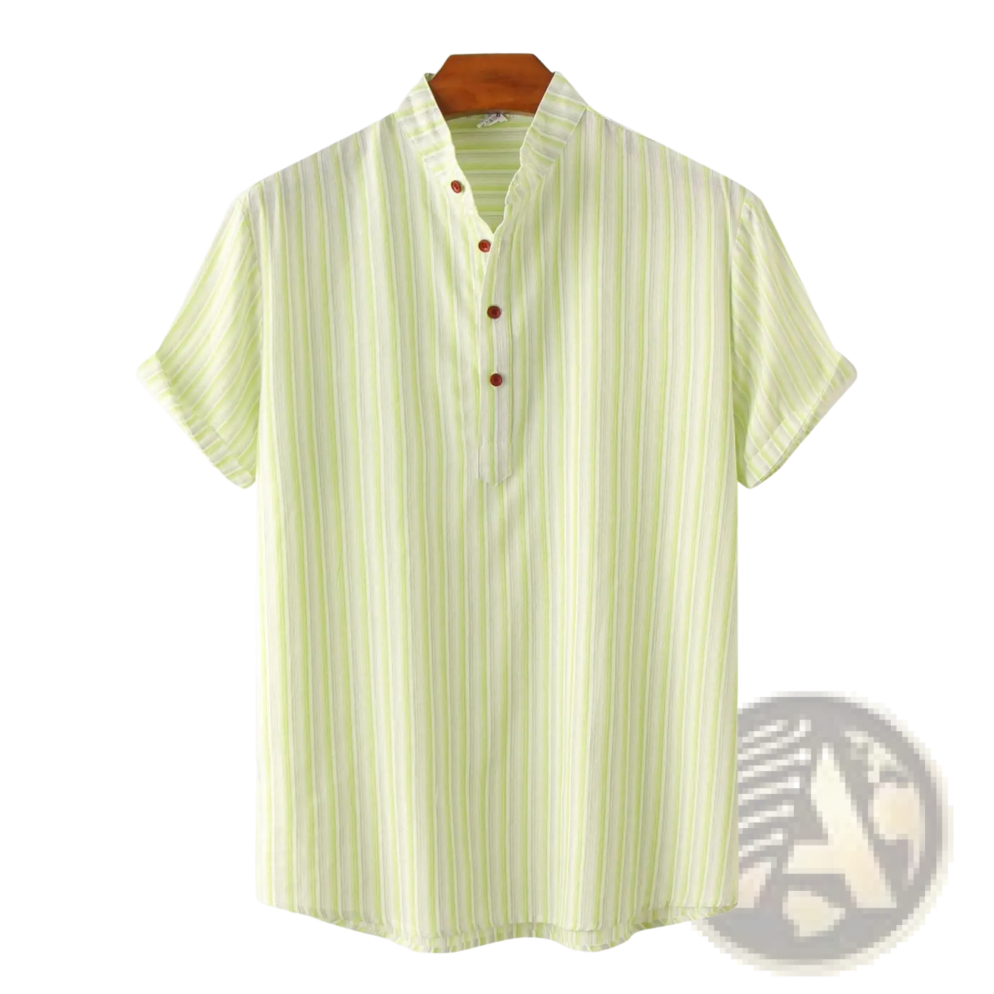 Men's Vertical Striped Mandarin Collar Cotton Blend Shirt