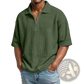 Men's Waffle Knit Half Zip Short Sleeve Polo Shirt