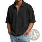Men's Waffle Knit Half Zip Short Sleeve Polo Shirt