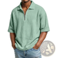 Men's Waffle Knit Half Zip Short Sleeve Polo Shirt