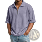 Men's Waffle Knit Half Zip Short Sleeve Polo Shirt