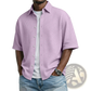 Men's Waffle Knit Short Sleeve Polo Shirt