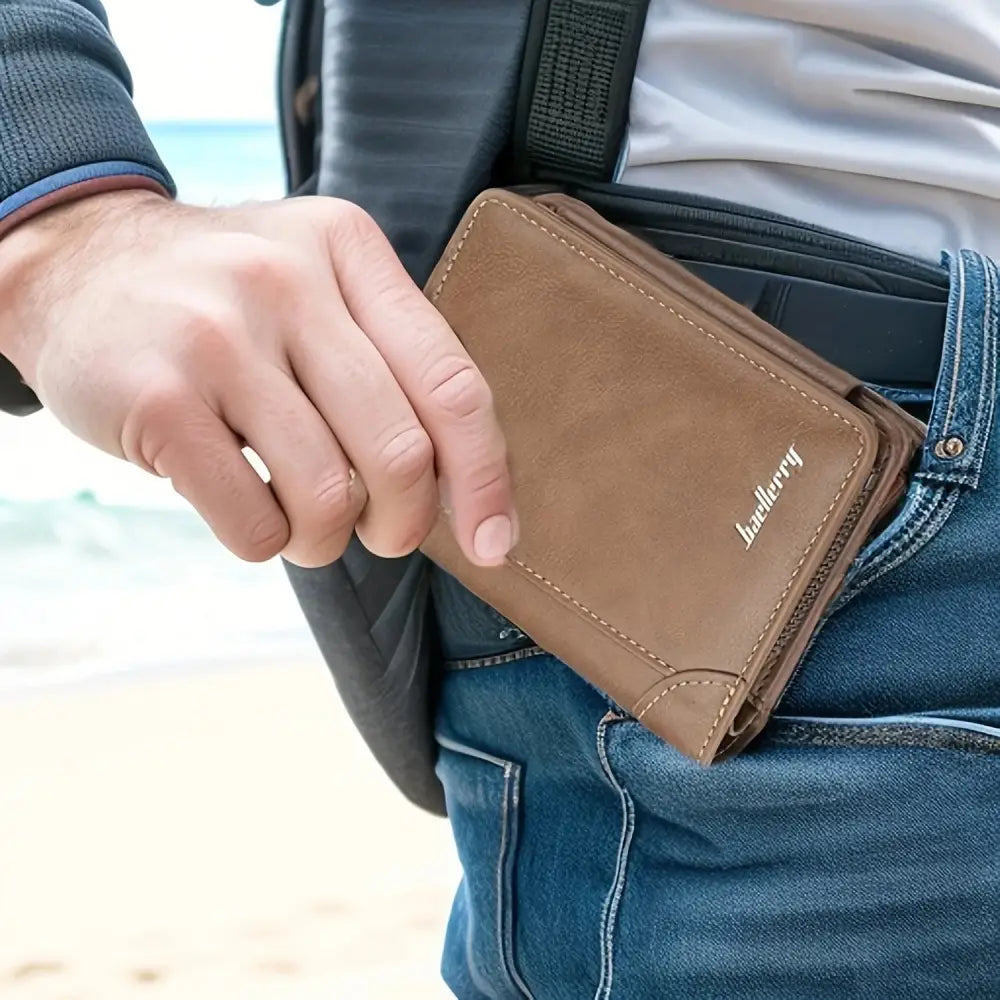 Men's Classic Slim Stitched Leather Wallet