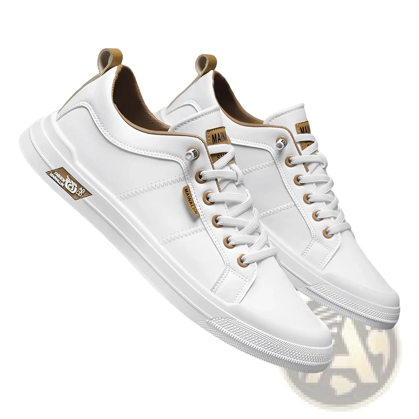 Men's White Minimalist Leather Casual Sneakers